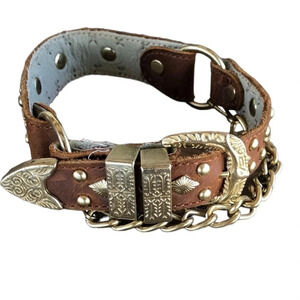 Cowgirl / cowboy brown and gold dog collar